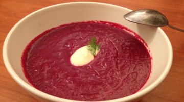 Roasted Beetroot Soup and Goat Cheese Cream