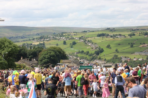 Stunning view over the Ryburn Valley scene of the tour de france