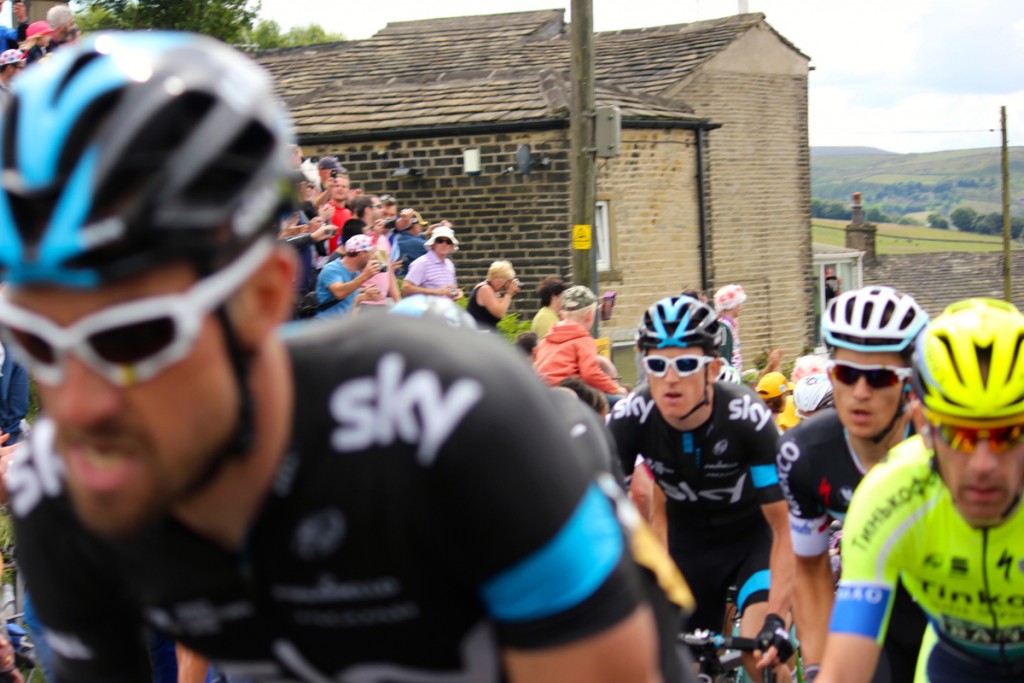 Sky Riders Eisel Bernhard and Geraint Thomas Ripponden Bank Calderdale Tour De France