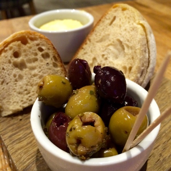 Bread and Olives at the Alice Hawthorn