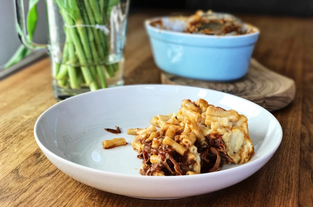 Baked Mac and Cheese with Beef Brisket Ragu