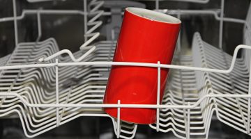 Inside a dishwasher