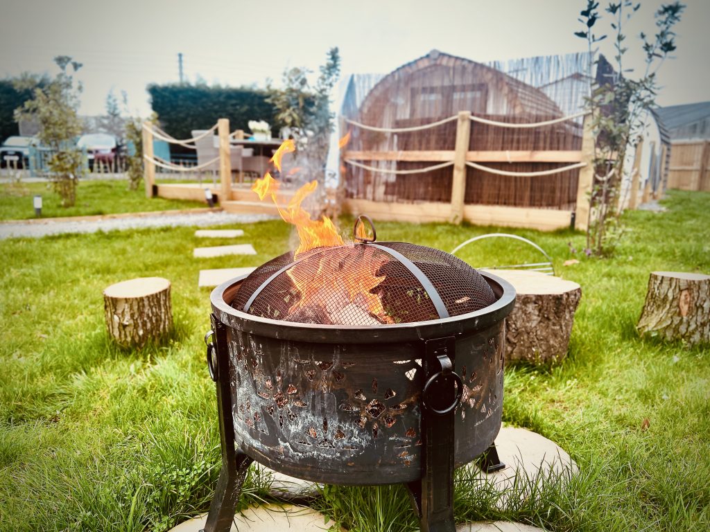 Fire pit at Glamping pod in North Yorkshire