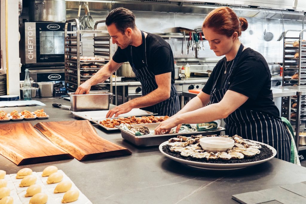 Preparing food in a Commercial Kitchen