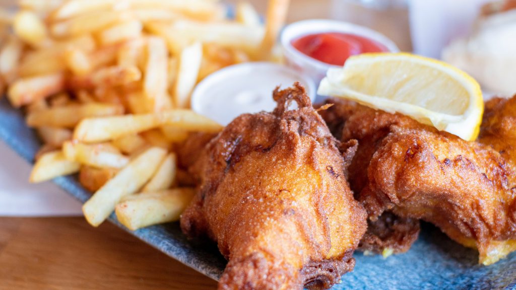 A portion of British fish and chips