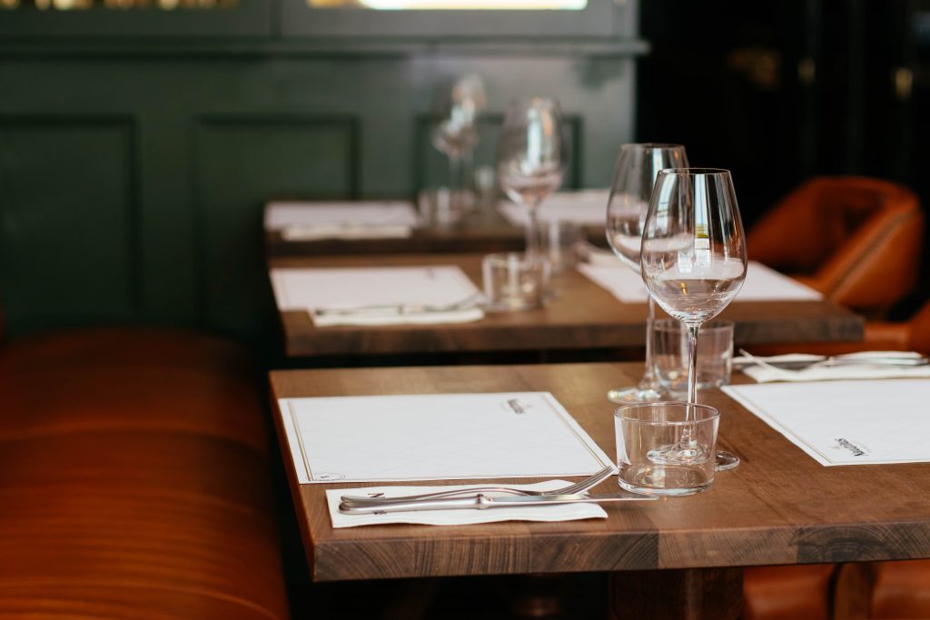 Table setting in a restaurant