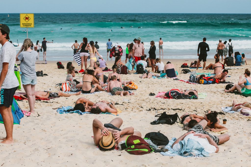 People on the beach in Australia