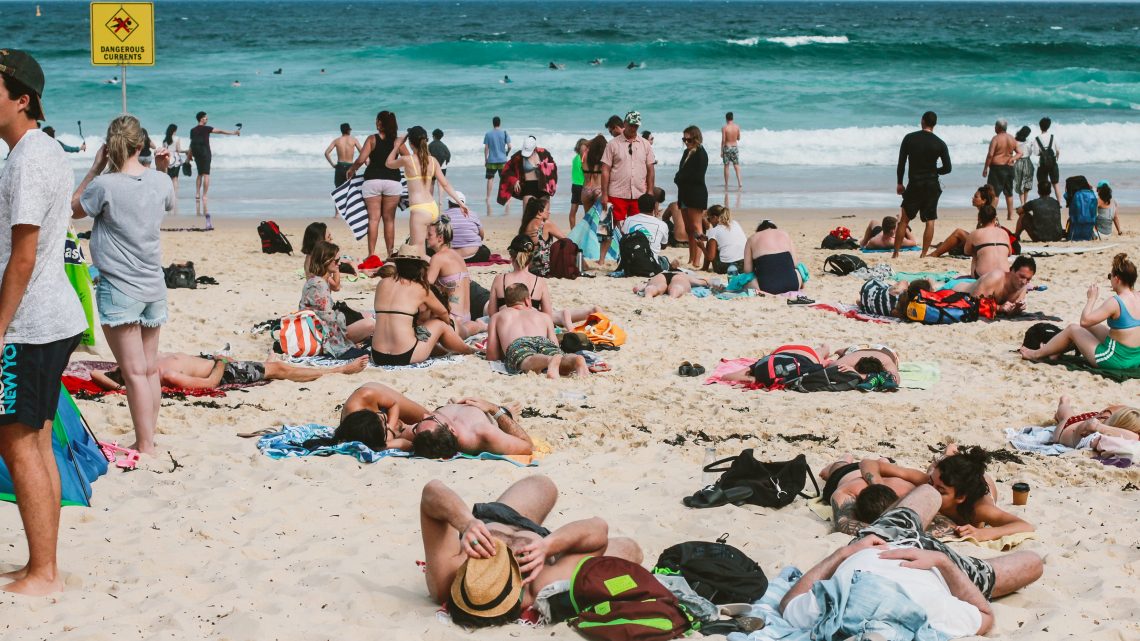 People on the beach in Australia