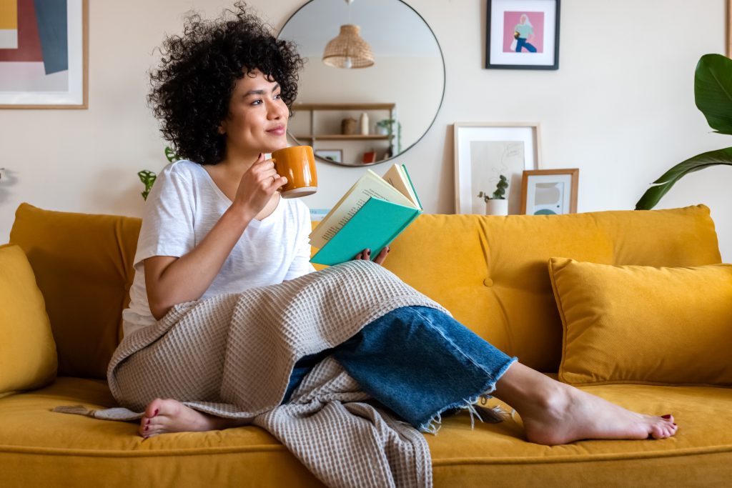 Tea Drinker sitting on the couch