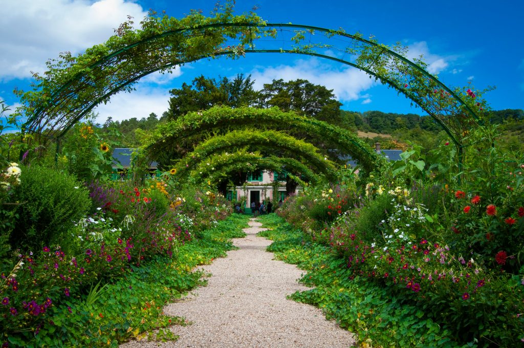 Beautiful countryside garden with lush plants, raised beds, and a charming pathway, showcasing a mix of flowers, vegetables, and a small wildlife pond, reflecting thoughtful planning and sustainability