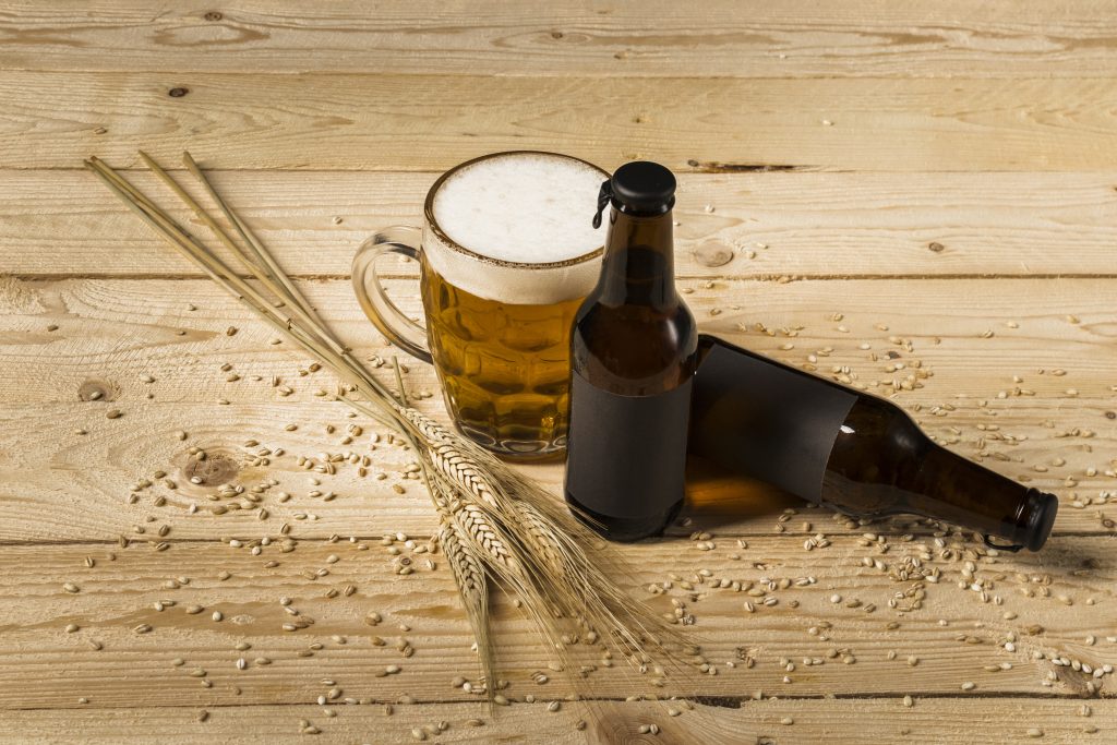 Pint of beer on a table