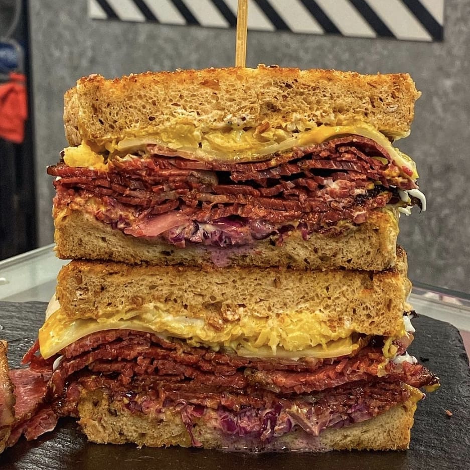 Signature Wagyu pastrami sandwich served at Malik Butchers in Wolverhampton