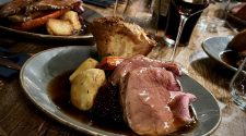 Sunday roast beef with Yorkshire pudding, roast potatoes and rich gravy at The Fleece Countryside Inn in Barkisland, one of the best Sunday lunches in West Yorkshire
