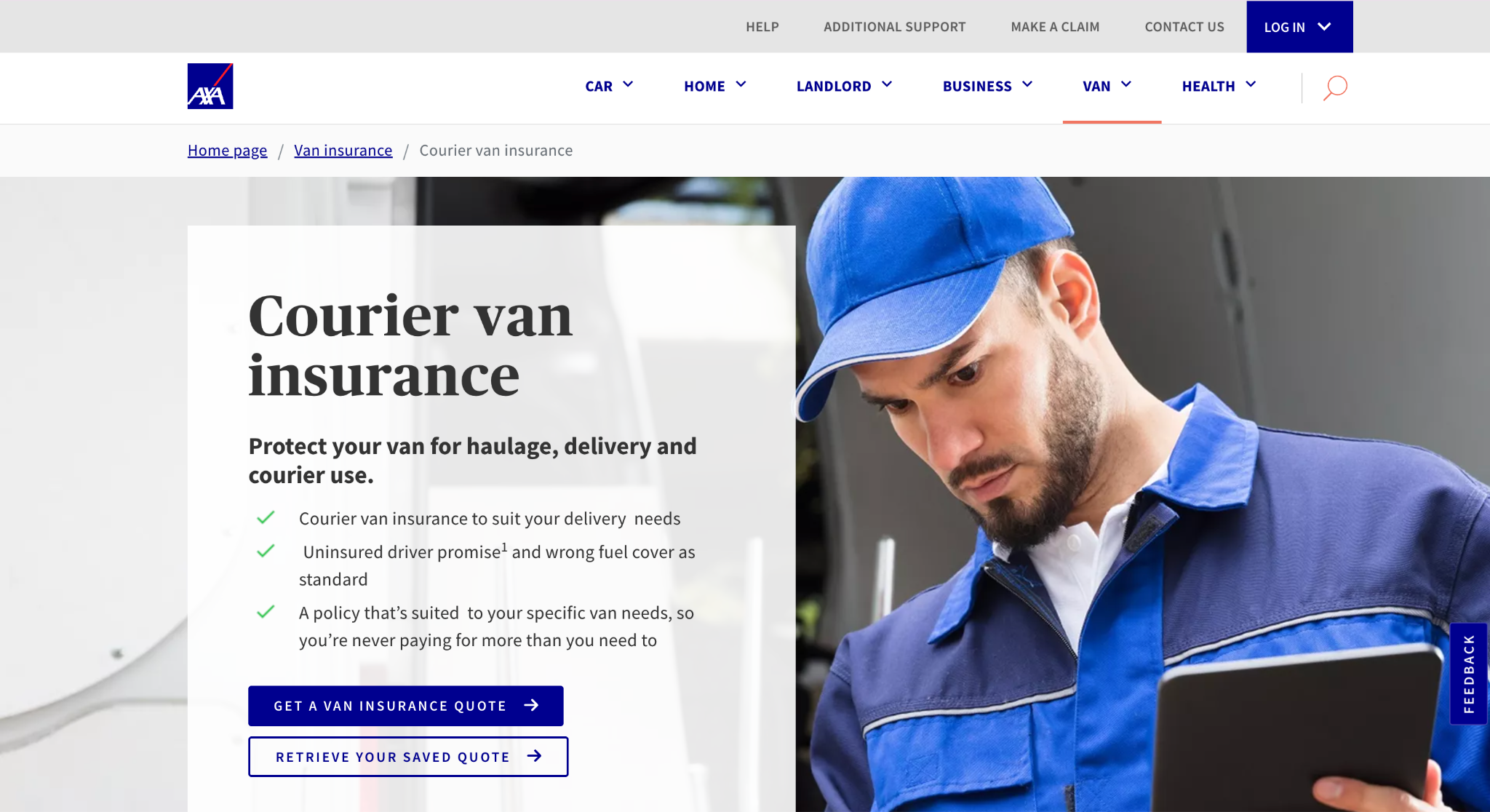 AXA courier car insurance provider