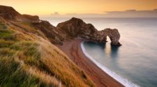 Durdle Door on the Dorset coast at sunset