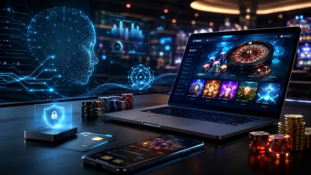 AI-powered laptop and mobile casino illustrating how technology is changing online gambling