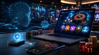 AI-powered laptop and mobile casino illustrating how technology is changing online gambling