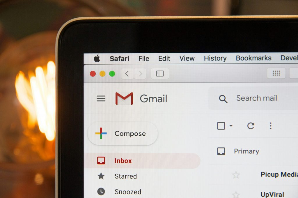 Email inbox displayed on a laptop for food bloggers