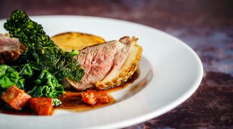 Sunday roast plate with sliced beef and greens for a Sunday roast vs Sunday carvery comparison