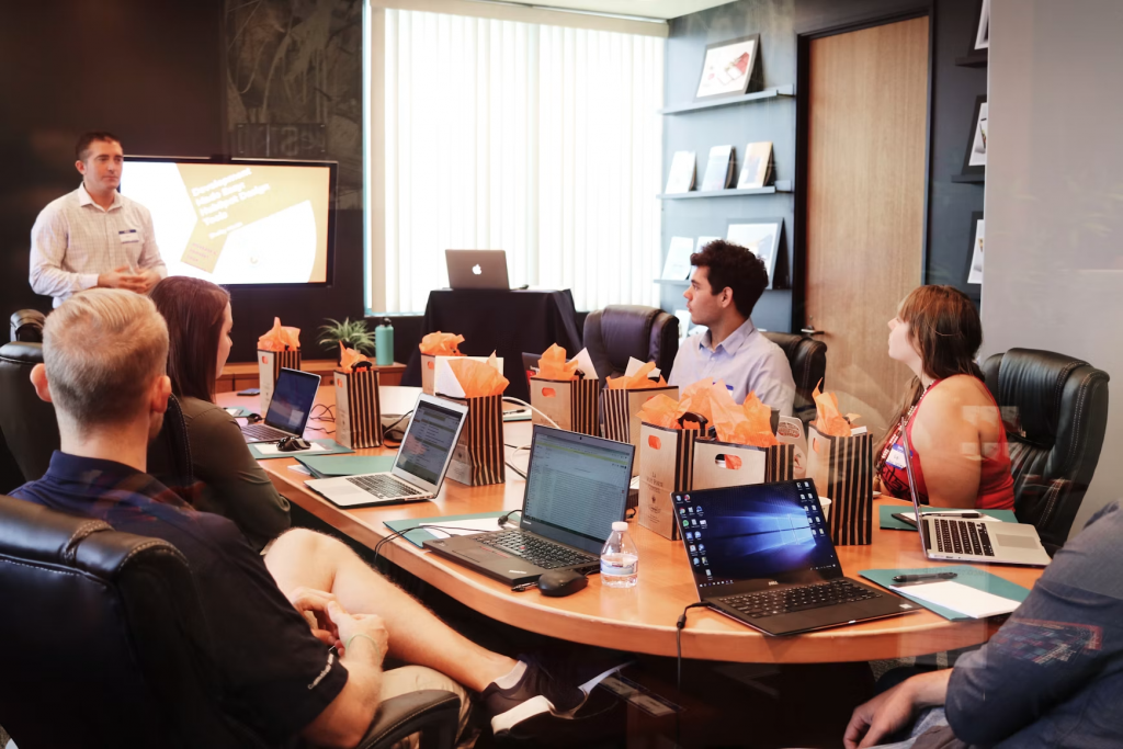 Business team meeting focused on operational efficiency decision-making