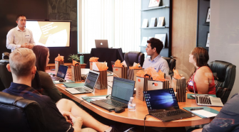 Business team meeting focused on operational efficiency decision-making