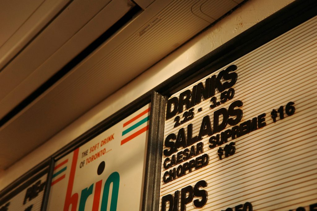 Quirky food menu