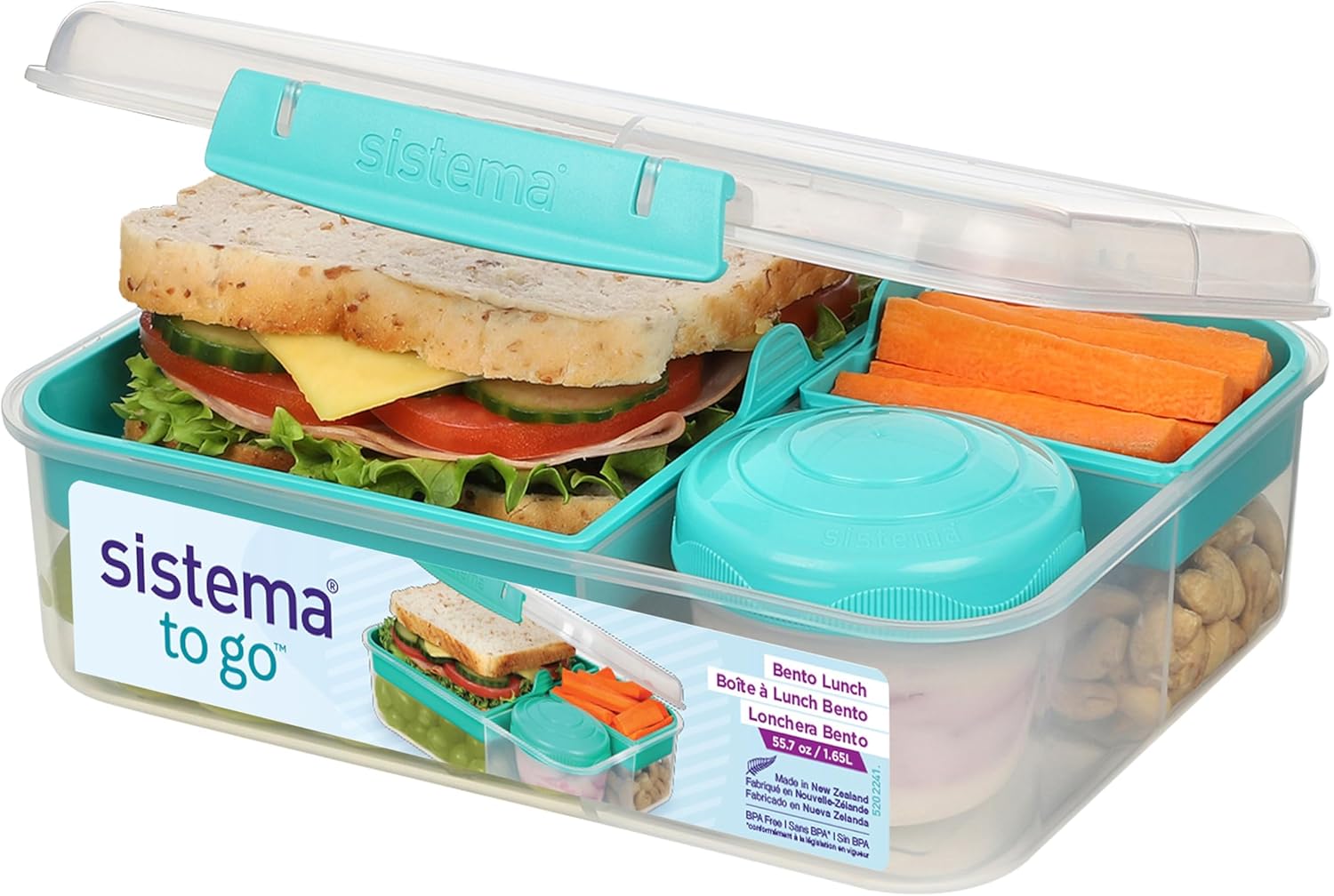 Sistema bento school lunch box with sandwich and snacks
