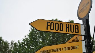 York Food and Drink Festival signpost directing visitors to the Food Hub