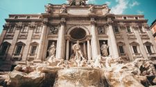 Trevi Fountain in Rome, Italy, with ornate statues and turquoise water