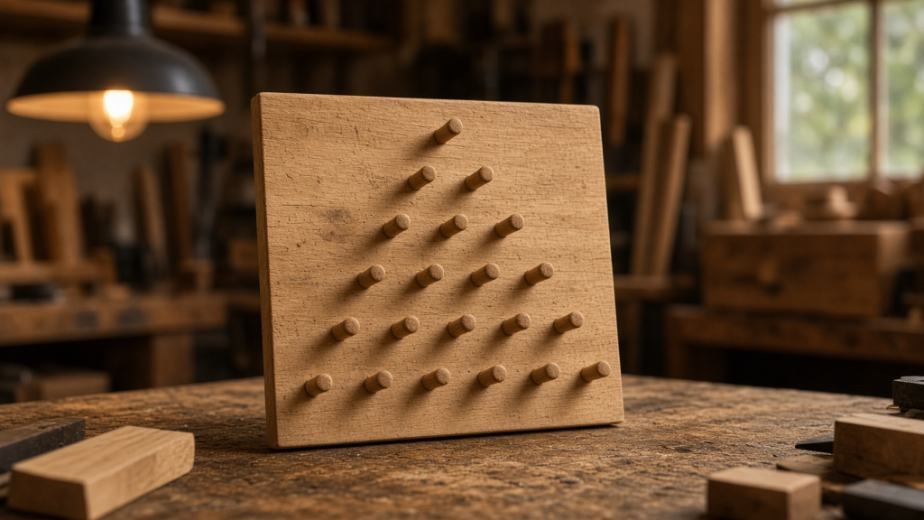 Wooden Plinko board showing the mathematics behind Plinko probability