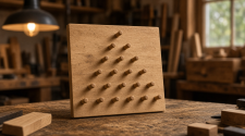 Wooden Plinko board showing the mathematics behind Plinko probability
