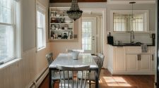 Modern Yorkshire farmhouse kitchen with a rustic dining table and original wooden features